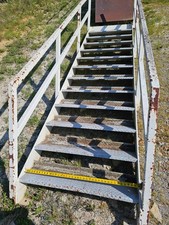 Heavy Duty Industrial Steel Stairway – 12 Step – 40" Wide – Diamond Plate – Hand picture