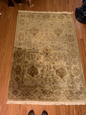 KRC Agra Collection 2x4 Wool Handmade Floral Traditional Accent Rug Beige picture