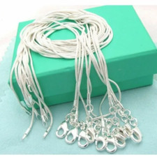 10PCS wholesale 925 sterling solid silver snake chain necklace 1MM 16-30inch picture