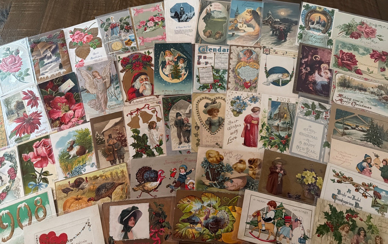 Lot of 60~Mixed~ Antique Vintage Holidays Greetings 1900's Postcards~Santa~s554 Lot of 60~Mixed~ Antique Vintage Holidays Greetings 1900's Postcards~Santa~s554