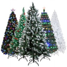 4/5/6/7FT Artificial Christmas Tree with LED Lights Stand Xmas Holiday Pre Lit picture
