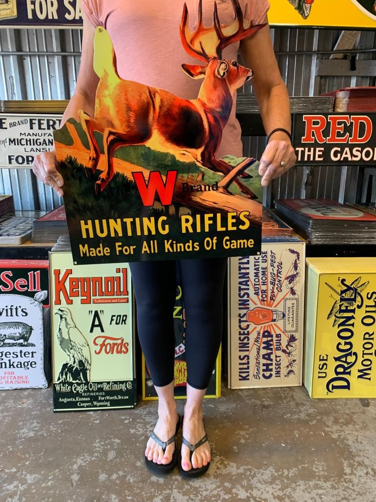Vintage Style Metal Sign Hunting Deer Outdoors 18x22 Made in USA Vintage Style Metal Sign Hunting Deer Outdoors 18x22 Made in USA