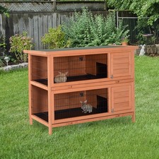 Bunny Hutch with Dividers Asphalt Roof for Small Animals and Outdoors, Orange picture