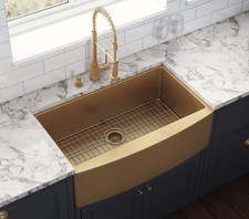 Ruvati 33" Apron-Front Farmhouse Matte Gold Kitchen Sink- RVH9733GG picture