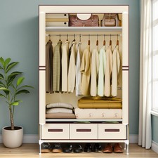 Portable Closet Wardrobe Clothes Rack Storage Organizer Shelf Stand w/ 3 Drawers picture