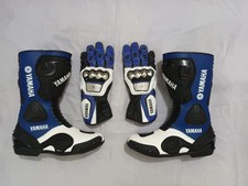 Yamaha Motorbike Motorcycle Cowhide Leather Racing Boots and Gloves picture