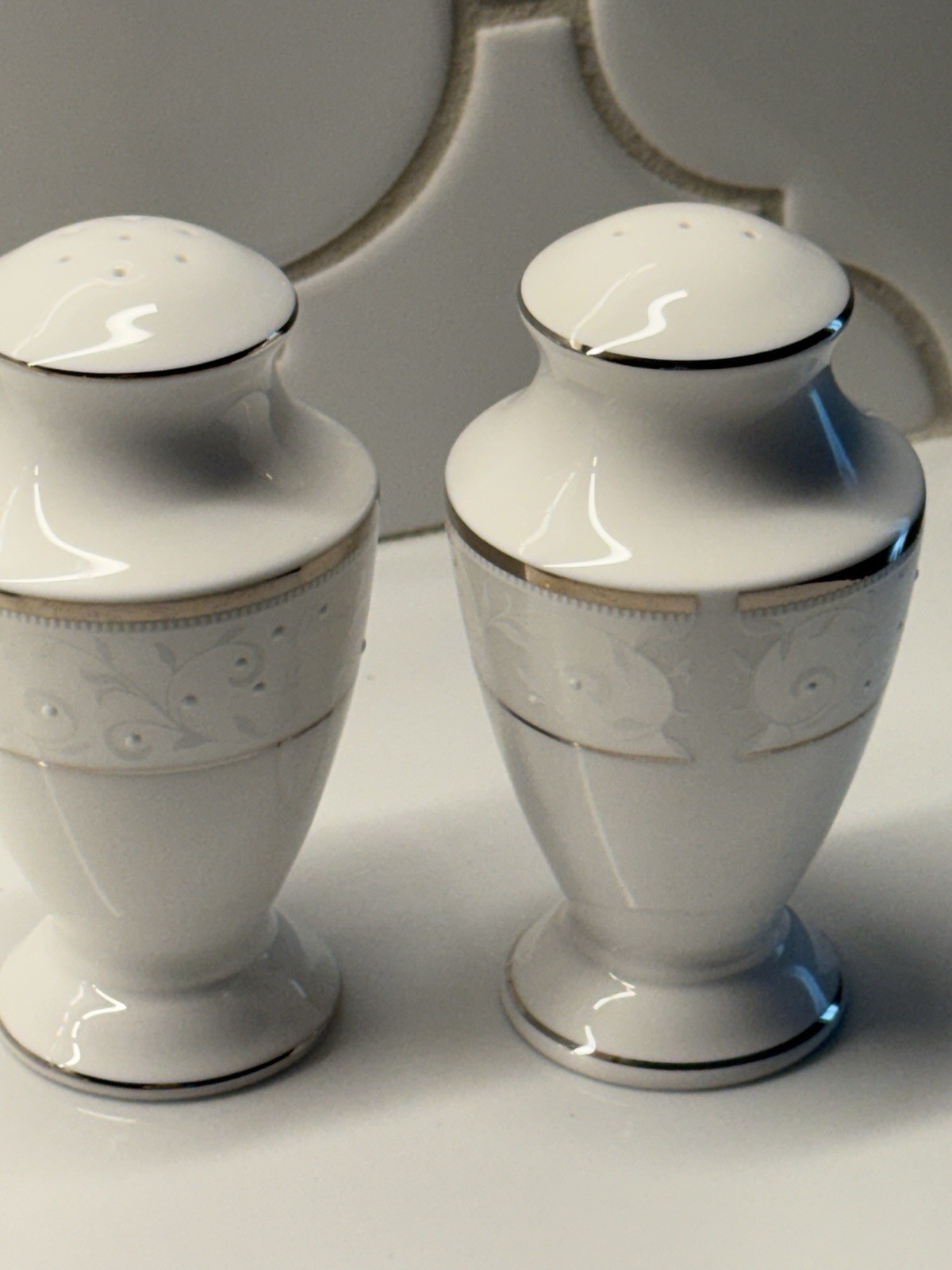 Lenox Opal Innocence Salt & Pepper Shakers Set Porcelain Made in USA 