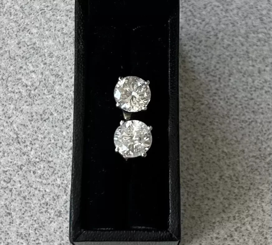1.00Ct Round Cut Natural Diamond Women's Stud Screw Back Earrings 14k White Gold
