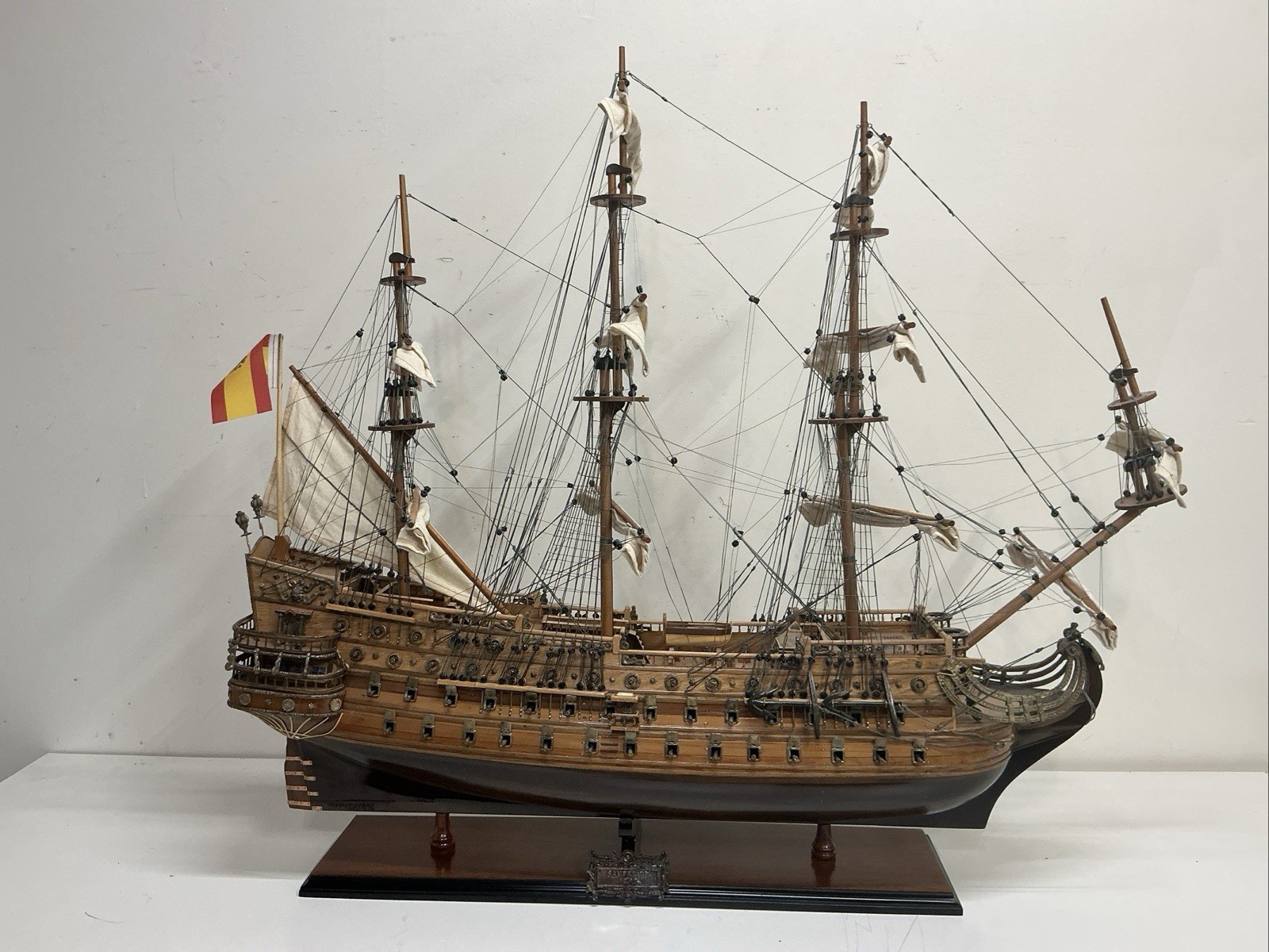 1690 San Felipe Spanish Galleon Ship Model Handmade Wooden Ship Fully Assembled 1690 San Felipe Spanish Galleon Ship Model Handmade Wooden Ship Fully Assembled