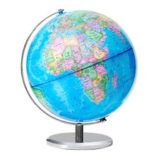 13" World Globe Metal Stand Earth Ocean Rotating World Map Desktop Geography picture