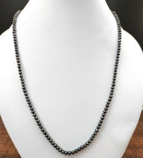 Fine Quality 4mm Certified Black Diamond Faceted Beads Necklace 24 Inches picture