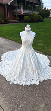 Mori Lee Prestige Ball Gown Wedding Dress High Neck Sleeveless Lace Train 6 picture