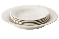 Anolon Ceramics Stoneware Pasta/Soup Bowls, 5 Piece, Marble White New picture