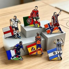6Pcs Football Soccer Player Enamel Lapel Pin Badge Brooches Metal Fans Gift picture