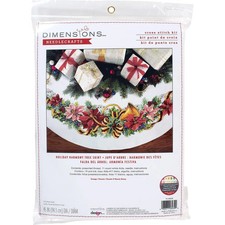 Counted Cross Stitch Tree Skirt Kit Holiday Harmony 11 Count White Aida 45 picture