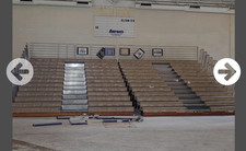 Lot of TWO Commercial Telescopic / Retractable Indoor Gym Bleacher Sections picture