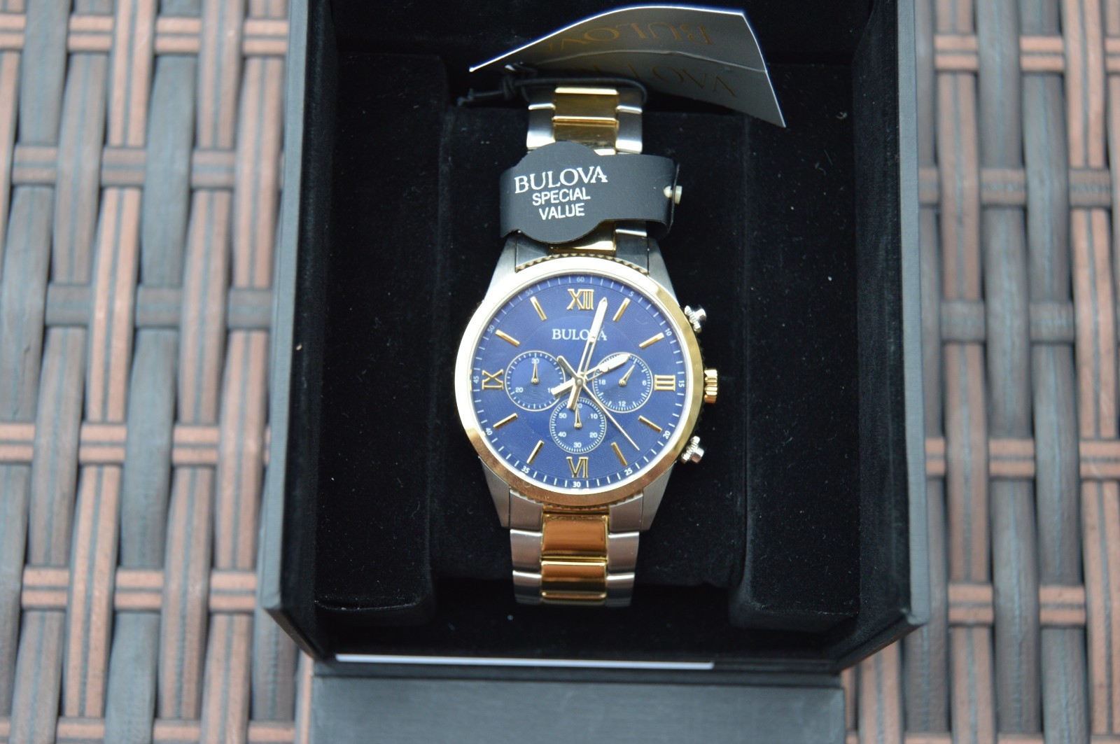Bulova 98A220 Men's Chronograph Two-Tone Watch 41mm Original Box & Papers