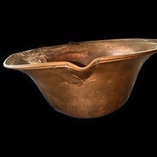LARGE ANTIQUE Primitive French Hand Hammered COPPER "CONFISERIE" BOWL 1800's picture