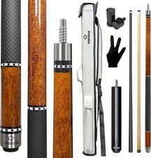 3-in-1 Carbon Fiber Pool Cue Stick Maple Wood House Cue W/ Carry Case& Extension picture
