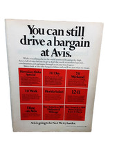 1972 Avis Rental Car Ad Drive a Bargain Promo Travel Deals Vintage Print picture