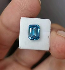 5 CT Fancy Blue Color, Emerald Cut VVS1 Diamond Premium Quality gemstone 9x11mm picture