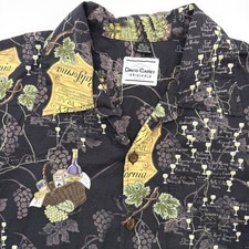 David Carey Button Down Mens Large Black Sonoma Valley Wine Trail Map Camp Shirt picture