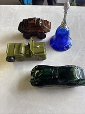 Vintage Avon Cologne Bottles  Lot Of 4 Old Vehicles/and Bell, 1 Full 3 Empty picture