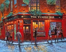 THE TEMPLE BAR an Irish Pub Bar in Dublin VINTAGE art print antique painting picture