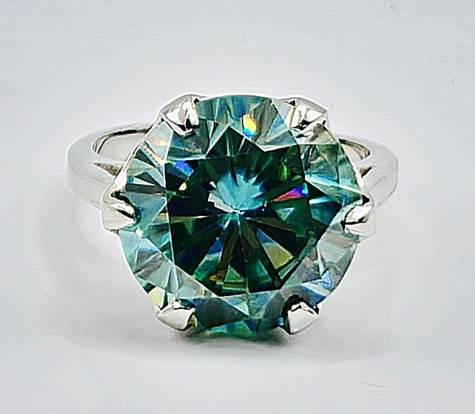 RARE 9.85 Ct Certified Treated Blue Diamond Ring ,925 Silver RARE 9.85 Ct Certified Treated Blue Diamond Ring ,925 Silver
