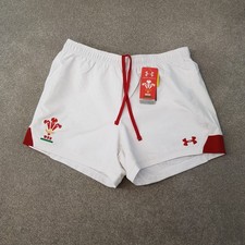 Under Armour Wales Mens Rugby Shorts XL White Union Training WRU Fitted picture