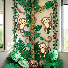 36 Pcs Jungle Party Decorations, Safari Rainforest Monkey Theme | Safari Tropica picture