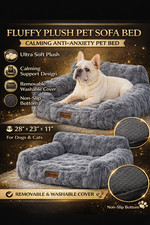 Fluffy Plush Pet Sofa Bed for Dogs & Cats, Calming Couch Bed with Removable Cove picture