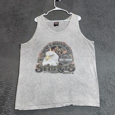 VTG Harley Davidson Sturgis Black Hills Rally 2004 Tank Top Mens L Grey Eagle picture