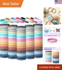 Jesus Loves You Silicone Bracelets Christian Wristbands Bulk Bible Verse Rubb... picture