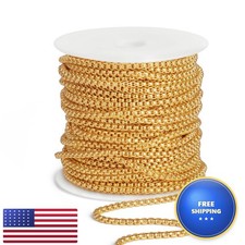 33FT Gold Stainless Steel Rolo Box Chain 3mm for Jewelry Making picture