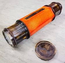 Brass Leather Spyglass Telescope Antique Finish 20" Nautical Decor Gift picture