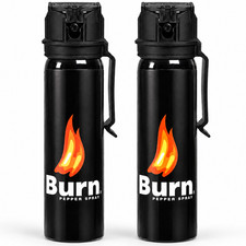 BURN Pepper Spray 3.7oz Police Strength OC Heavy Duty Self Defense Belt Clip picture