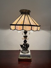 Vintage Hollywood Regency Stained Glass Cherub Lamp picture