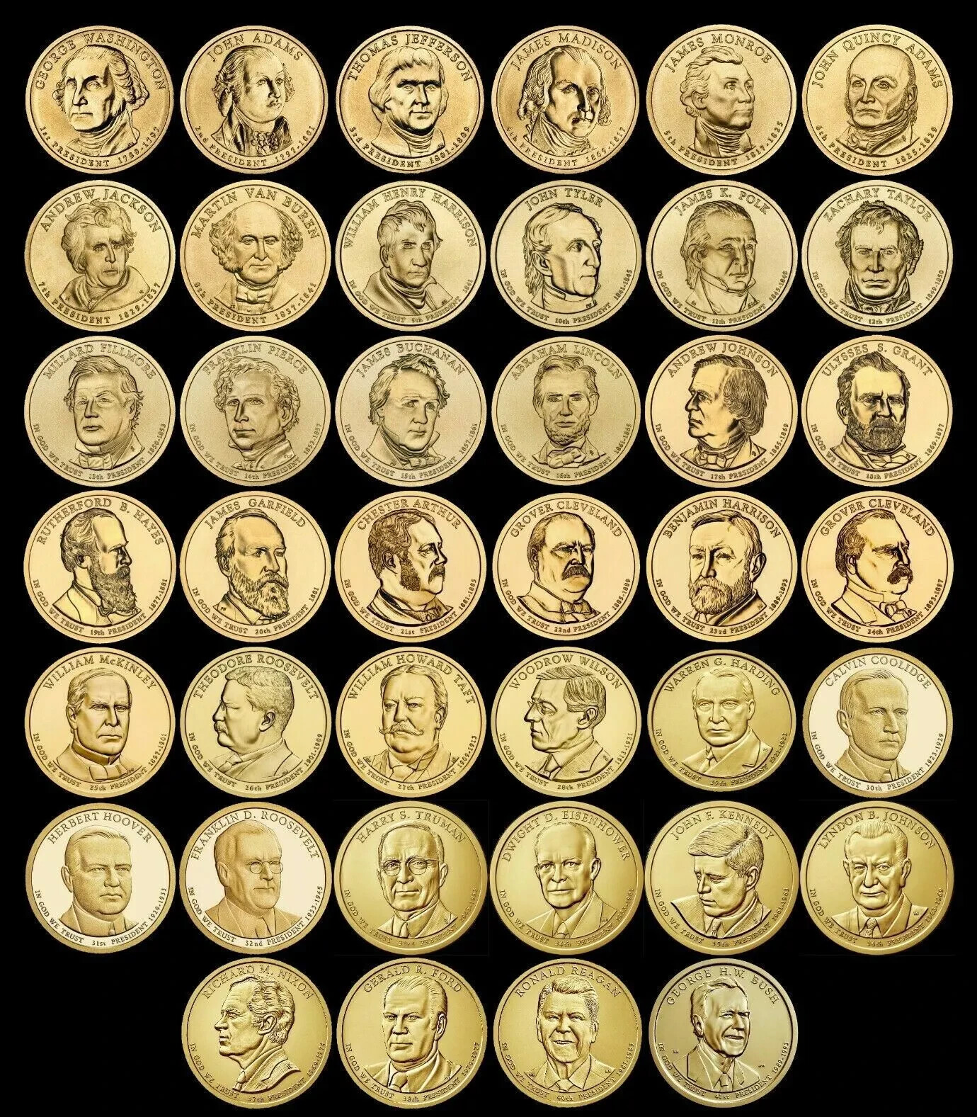 Complete Presidential Dollar Set of 40 Brilliant Uncirculated BU Coins 2007-2020 Complete Presidential Dollar Set of 40 Brilliant Uncirculated BU Coins 2007-2020