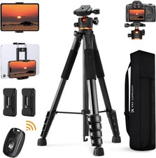 K&F Concept 75" Camera Tripod Lightweight DSLR Tripod w/ Phone Clip & Remote picture