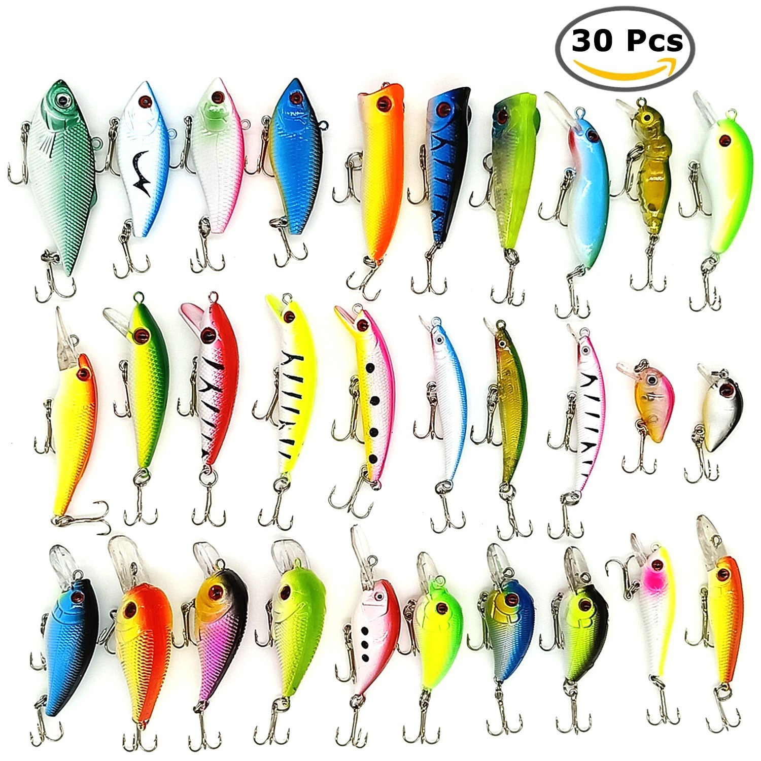 30PCS Kinds of Fishing Lures Crankbaits Hooks Minnow Baits Bass Tackle Crank Set 30PCS Kinds of Fishing Lures Crankbaits Hooks Minnow Baits Bass Tackle Crank Set