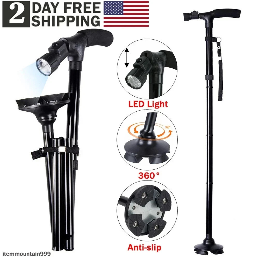 New Folding Walking Cane with LED Light Adjustable Walking Stick New Folding Walking Cane with LED Light Adjustable Walking Stick