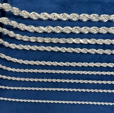 925 Sterling Silver Italian DIAMOND CUT ROPE CHAIN Necklace All Sizes - UNISEX picture