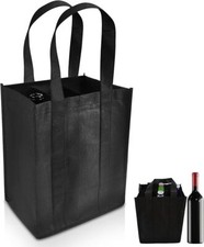 Wine Carrier Tote with 6 Compartments, Non-Woven Wine Travel Bags Wine Shopping  picture