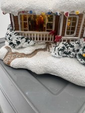 Thomas Kinkade Childhood Home Christmas Cottage Lighted 2003 Teleflora WORKS picture