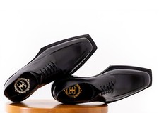 Men's Dress Luxury Shoes - Hand Made in Italy - Black - Premium Calf Leather picture