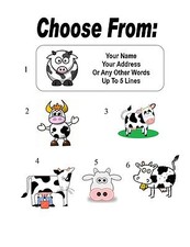30 Cartoon Cow Personalized Address Labels picture