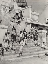 1928 Vintage INDIA Udaipur Juggernaut Temple Men Architecture Photo By HURLIMANN picture