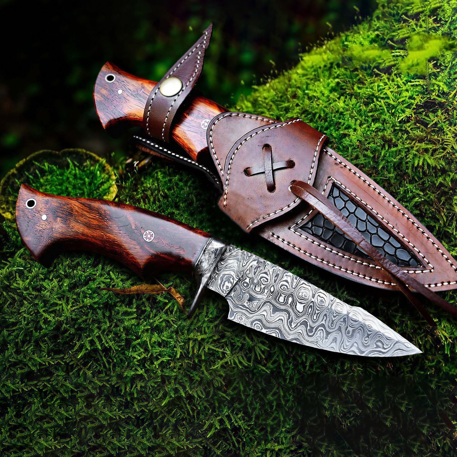 Handmade Bowie Hunting Knife Rosewood Handle β Fixed Blade With Leather Sheath Handmade Bowie Hunting Knife Rosewood Handle β Fixed Blade With Leather Sheath