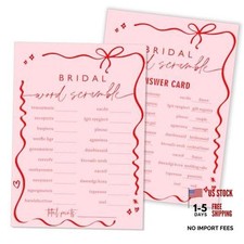 Fun Wedding Shower Games Cards Bridal Word Scramble 25 Game Cards with 1 Bow13 picture